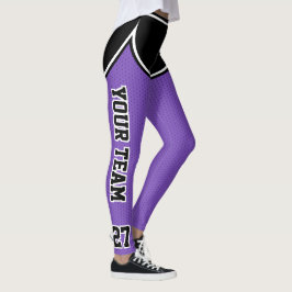 Name des Sportteams Schwarze Lila Dot Shorts Leggings