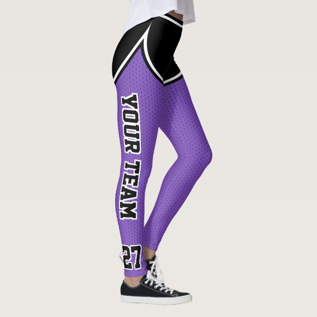 Name des Sportteams Schwarze Lila Dot Shorts Leggings (Rechts)