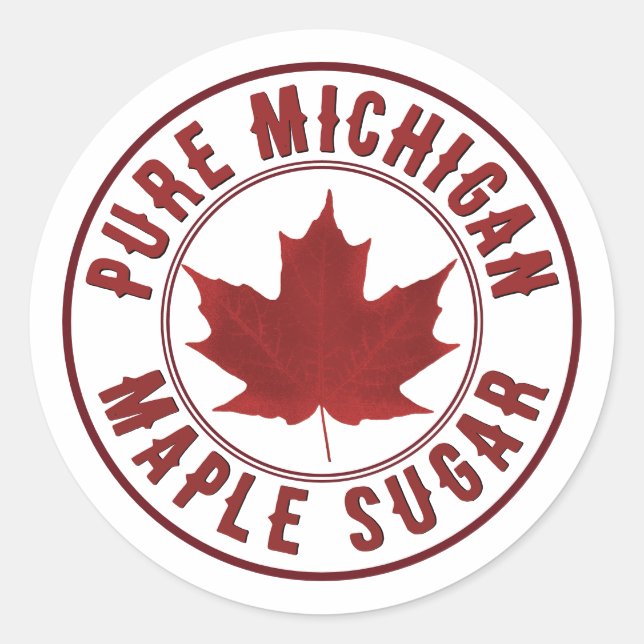 Name des Staat mit dem Label "Red Leaf Mape" Runder Aufkleber (Vorderseite)