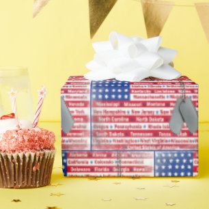 Name des Staaten mit Hunde-Tags Geschenkpapier