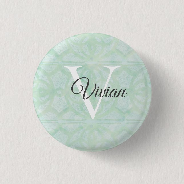 Name des Süßigkeiten Grüne Aquarellfarbe Button (Vorderseite)