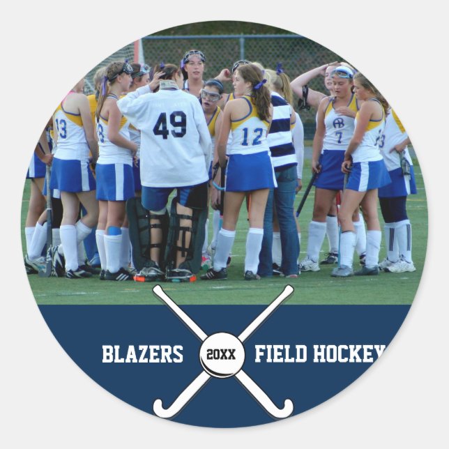 Name des Teams für benutzerdefinierte Feldhockey-F Runder Aufkleber (Vorderseite)