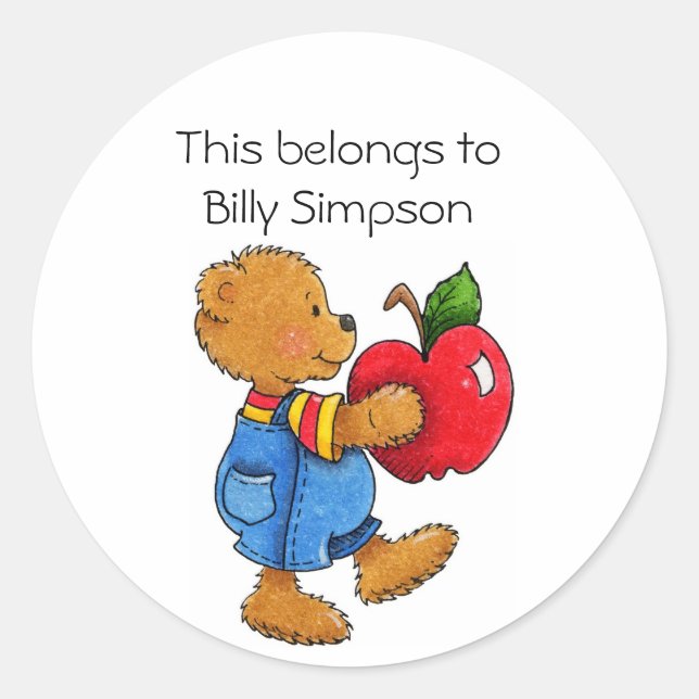 Name des Tellers Runder Aufkleber (Vorderseite)