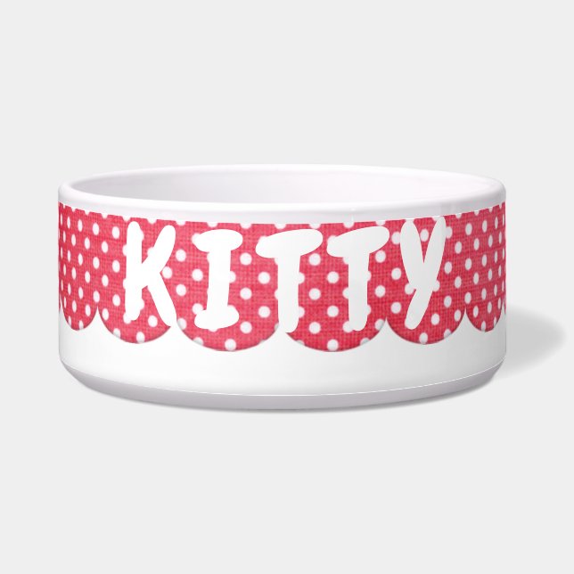 Name des Tieres auf Polka-Punkten Napf (Vorderseite)