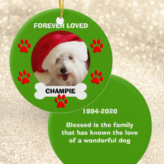 Name des Tieres und Foto Gedenkstätte Weihnachtssc Keramikornament