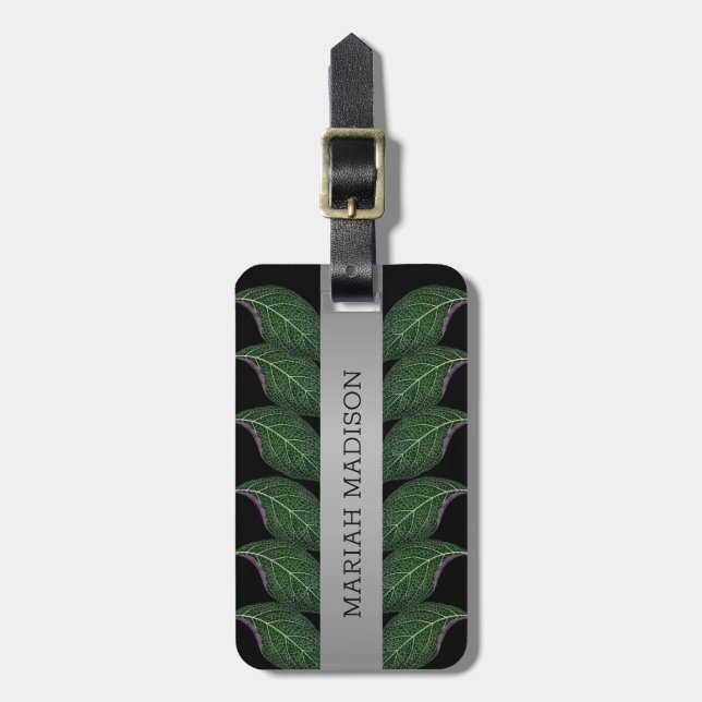 Name des Traveller-Skripts Gold Monogramm | Blumen Gepäckanhänger (Vorderseite vertikal)