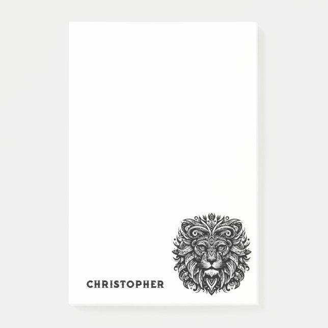 Name des Tribal Lion Post-it Klebezettel (Vorderseite)
