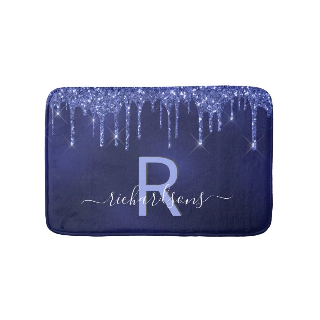 Name des Tropfens des Navy Blue Glitzer Badematte (Vorderseite)