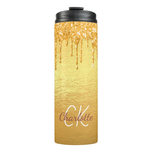 Name des Tropfens für den Gold Glitzer Thermosbecher (Vorderseite)