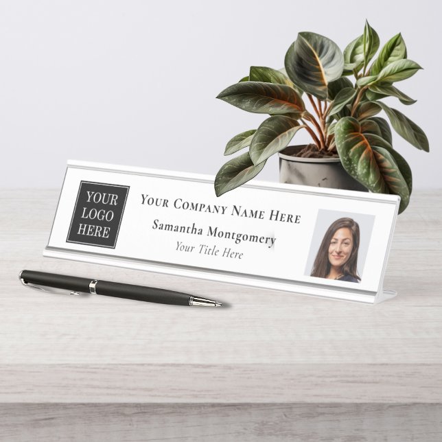 Name des Unternehmens für benutzerdefinierte Firme Schreibtischnamensplakette (Custom Business Logo Company Name Title Photo Desk Name Plate)