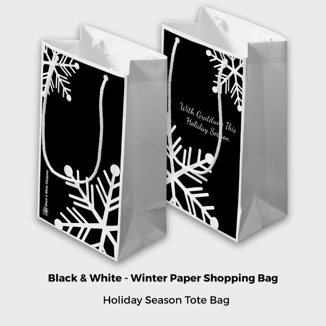 Name des Unternehmens für das Motto "Schwarz & Wei Kleine Geschenktüte (Black & White Holiday Motto Company Logo Name Small Gift Bag)
