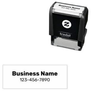 Name des Unternehmens in Fett- und Telefonnummer Permastempel