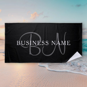 Name des Unternehmens oder Name Monogram   Schwarz Strandtuch