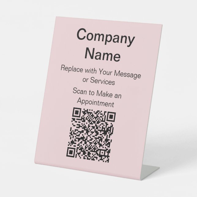 Name des Unternehmens Pale Pink und Black Scan QR  Sockelschild (Vorderseite)