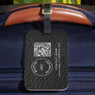 Name des Unternehmens QR Code Leather Black Imitat Gepäckanhänger