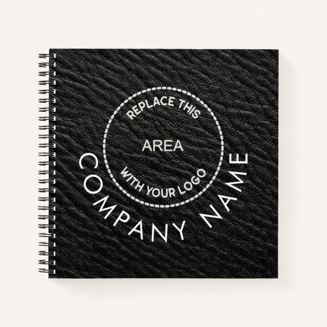 Name des Unternehmens QR Code Leather Black Imitat Notizbuch (Vorderseite)