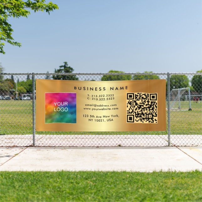 Name des Unternehmens QR-Logos Gold-Vorlage Außenb Banner (InSitu)