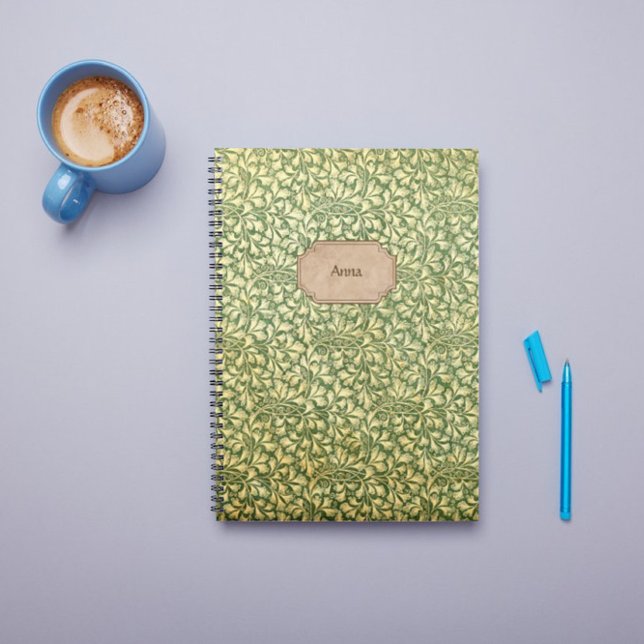 Name des Vintagen gelben und grünen Blattmusters Notizbuch (Von Creator hochgeladen)