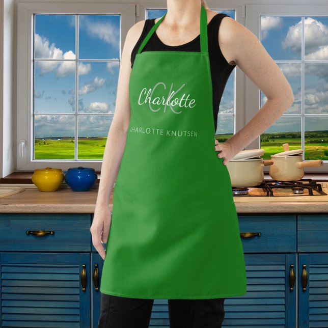 Name des waldgrünen Monogrammes Schürze (Von Creator hochgeladen)