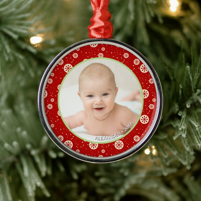 Name des Weihnachts-Fotos Ornament Aus Metall (Baum)