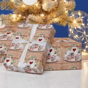 Name des Weihnachtsdorfes mit Lebkuchenmann Geschenkpapier