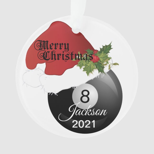 Name des Weihnachtsmannmütze-Billard-Entwurfs-| Ornament (Vorderseite)