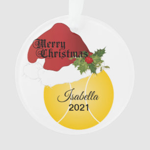 Name des Weihnachtsmannmütze-Tennis-Entwurfs-  DI Ornament