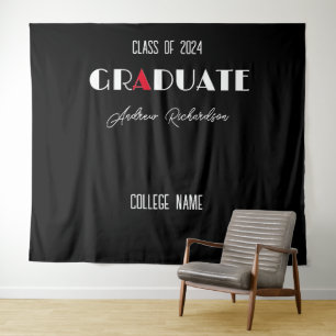 Name des weißen, minimalistisch-roten Abschlusses Wandteppich