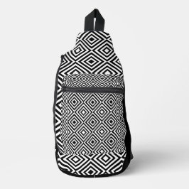 Name des Werbefirmen-Logos Schwarz-Weiß-Muster Crossbody Bag