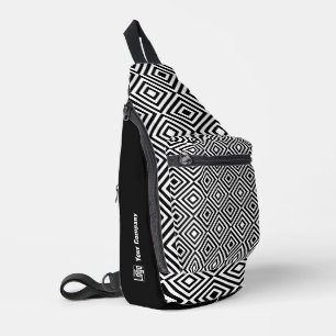 Name des Werbefirmen-Logos Schwarz-Weiß-Muster Crossbody Bag