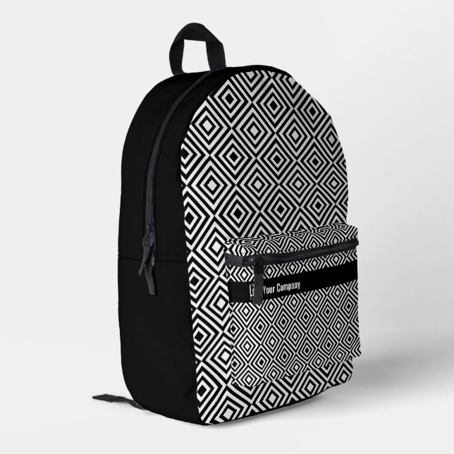 Name des Werbungsunternehmens mit schwarzen und we Bedruckter Rucksack (Rückseitige Ecke links)