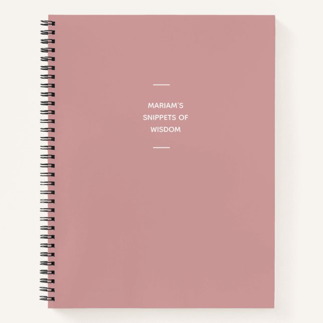 Name des Zitats | Rosa modern, einfach zu erledige Notizbuch (Vorderseite)