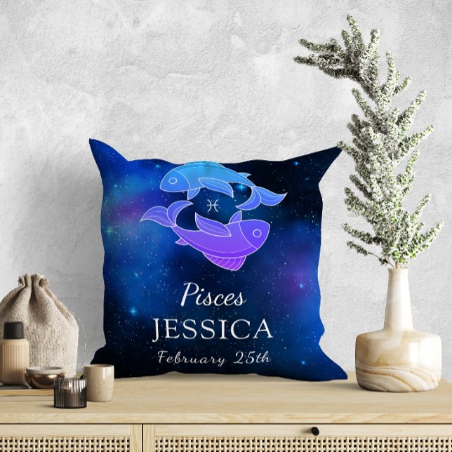 Name des Zodiac-Zeichens Pisces Gift Throw Kissen (Von Creator hochgeladen)