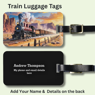 Name & Details hinzufügen - Dampfzug in der Wüste Gepäckanhänger