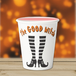 Name, die guten Hexenleder & Schuhe Halloween Pappbecher