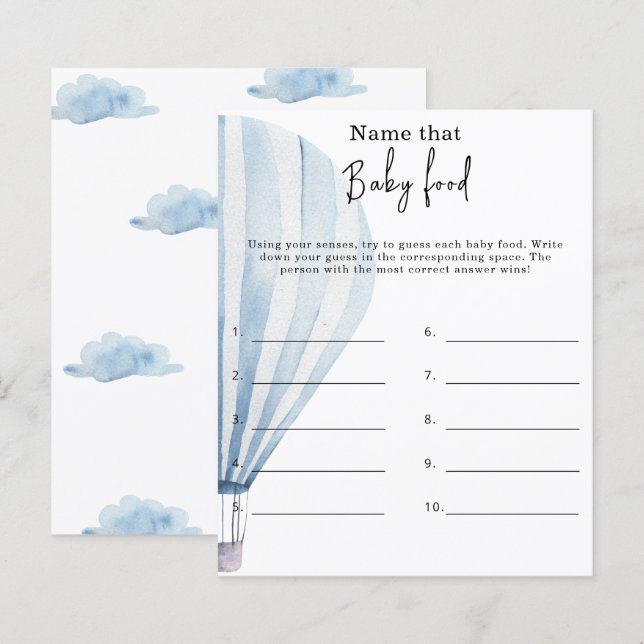 Name dieses Babynahrung - Baby-Dusche-Spiel (Vorne/Hinten)