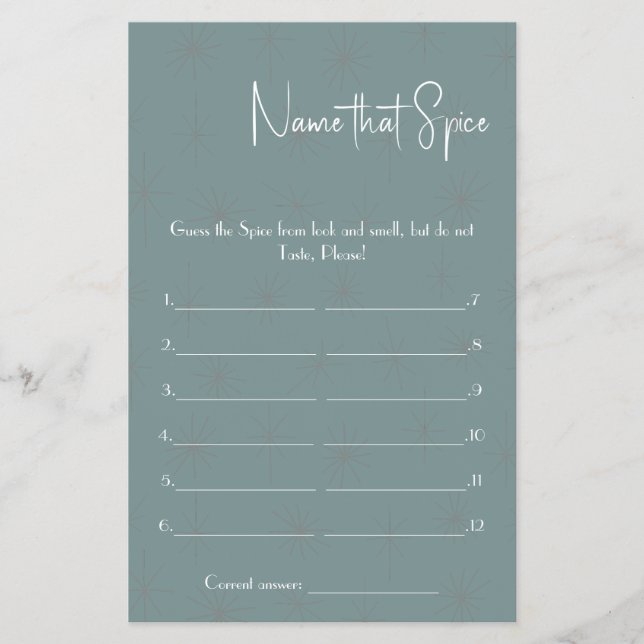 Name dieses Gewürzes - Flyer des Duschspiels (Vorne)