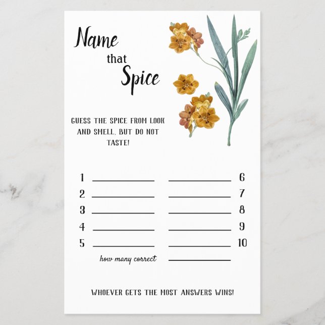 Name dieses Gewürzes - Orange-Blume Flyer (Vorne)