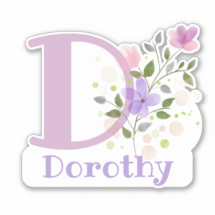 Name Dorothy & Initiale mit Blumendesign Aufkleber