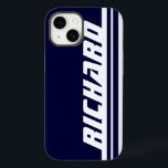 Name dunkelblau-weiße Streifen Sport Case-Mate iPhone Hülle<br><div class="desc">Dunkelblau-weiße Sportsymbole mit Gehäuse. Fall liest: Richard oder personalisieren Sie diesen Fall mit dem Namen Ihrer Wahl bis zu 7 Buchstaben. Ein perfektes Geschenk für einen sportlichen Fan. Entworfen von www.mylittleeden.com</div>