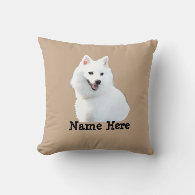 Name Eigenes Foto Text Japanischer Spitz Hund ände Kissen (Vorderseite)