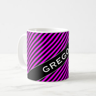 Name + Einfache Fuchsie u. schwarze Kaffeetasse