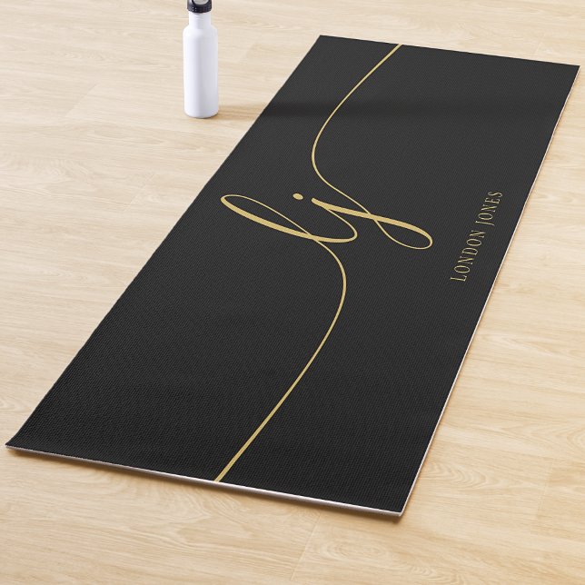 Name einfache Kalligrafie Black Gold Yogamatte (Von Creator hochgeladen)