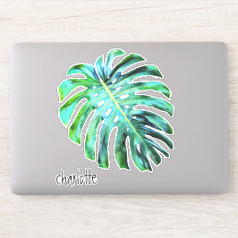 Name Elegant Tropical Leaf Moderne Typografie hinz Aufkleber