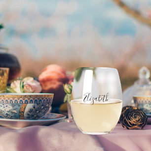 Name elegante Schreibschrift Frau Weinglas Ohne Stiel