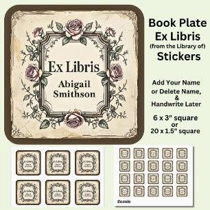 Name Ex Libris Buchbesitzer hinzufügen Quadratischer Aufkleber