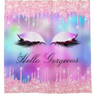 Name Eyelashes Makeup Pink Bride Girly Tropfens Gl Duschvorhang