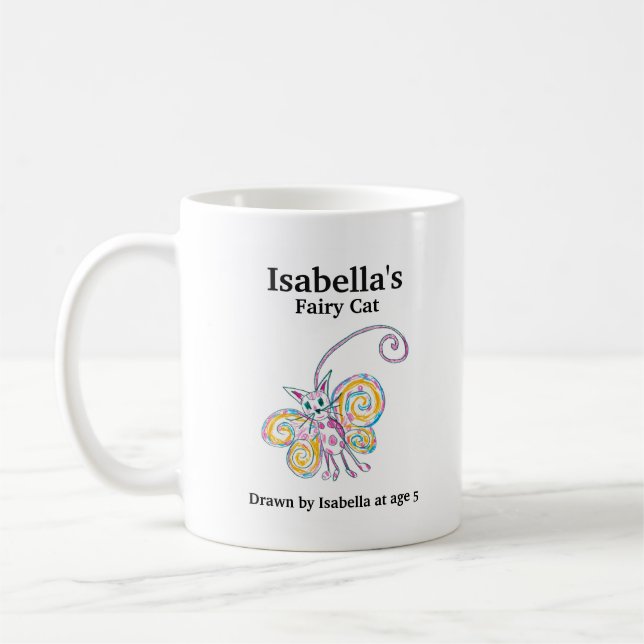 Name Fairy Cat Your Child's Art Kaffeetasse (Links)