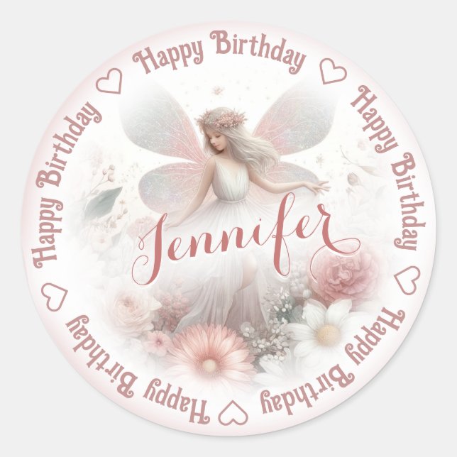 Name Fairy Princess hinzufügen Runder Aufkleber (Vorderseite)