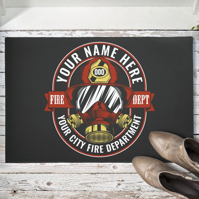 NAME Firefighter-Helm-Maske anpassen Feuer retten Fußmatte (Von Creator hochgeladen)
